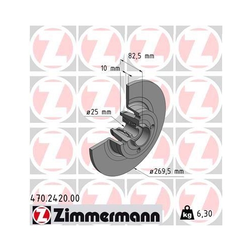 Bremsscheibe Zimmermann 470.2420.00 f&uuml;r Renault Hinterachse