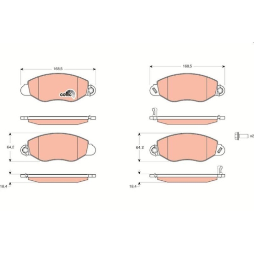 Bremsbelagsatz Scheibenbremse Trw GDB1461 Cotec f&uuml;r Ford Vorderachse