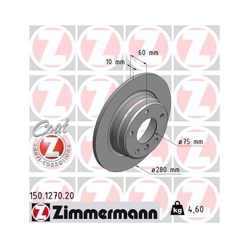 Bremsscheibe Zimmermann 150.1270.20 Coat Z f&uuml;r Bmw Hinterachse