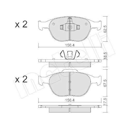 Bremsbelagsatz Scheibenbremse Metelli 22-0533-0 f&uuml;r Ford Vorderachse