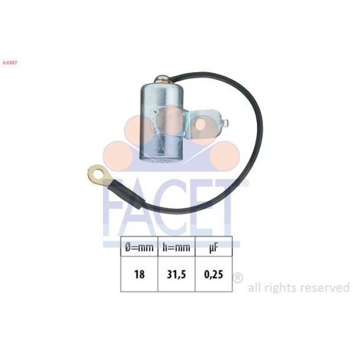 Kondensator Zündanlage Facet 0.0397 Made In Italy - Oe Equivalent für Renault