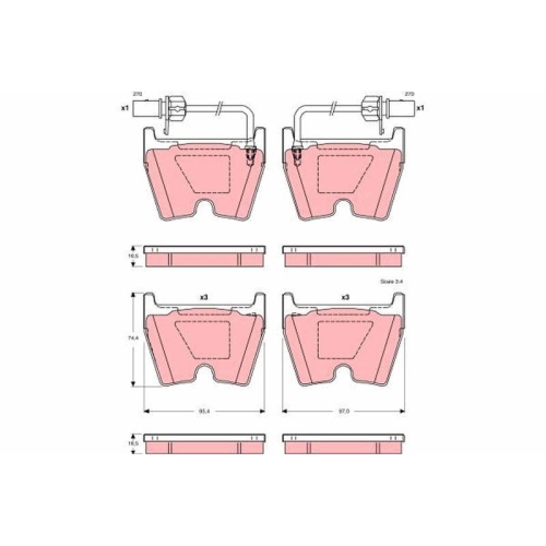 Bremsbelagsatz Scheibenbremse Trw GDB1507 f&uuml;r VW Audi Vorderachse
