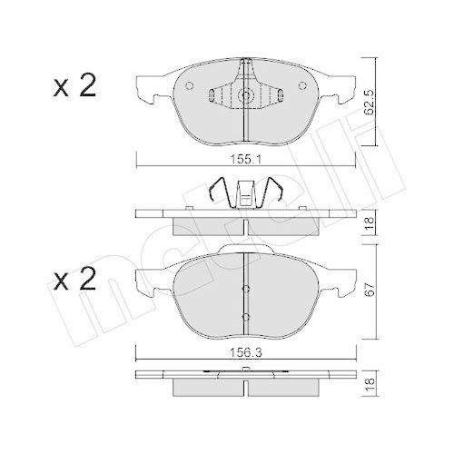 Bremsbelagsatz Scheibenbremse Metelli 22-0534-0 f&uuml;r Ford Mazda Volvo Vorderachse