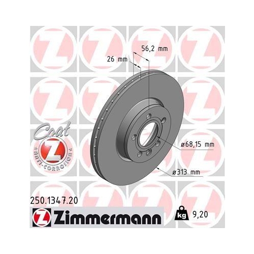 Bremsscheibe Zimmermann 250.1347.20 Coat Z f&uuml;r Ford Vag Vorderachse