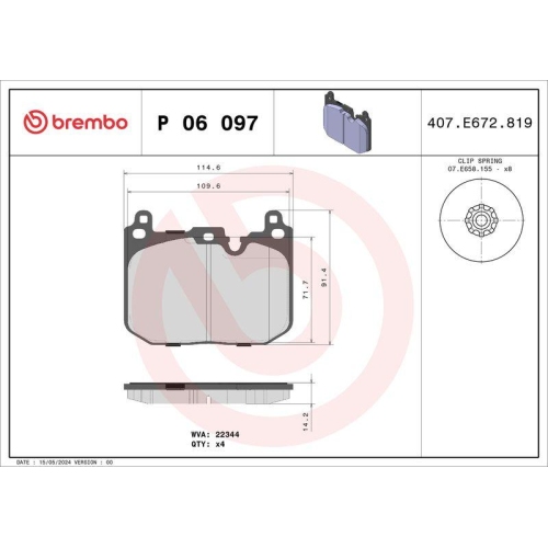 Bremsbelagsatz Scheibenbremse Brembo P06097 Prime Line f&uuml;r Mini Vorderachse