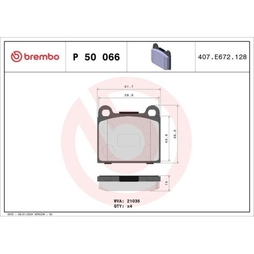 Bremsbelagsatz Scheibenbremse Brembo P50066 Prime Line f&uuml;r Mercedes Benz Saab