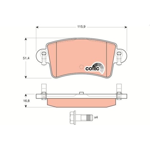 Bremsbelagsatz Scheibenbremse Trw GDB1470 Cotec f&uuml;r Vauxhall Nissan Opel Renault