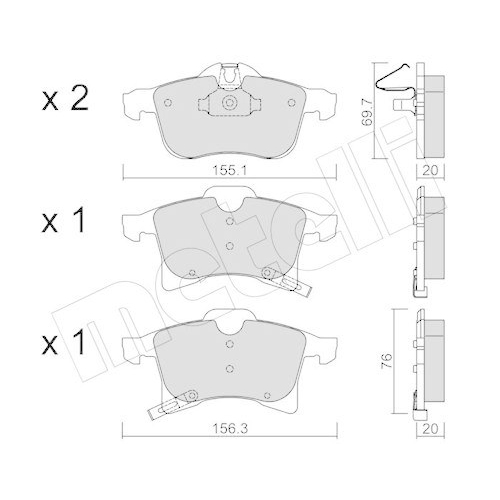 Bremsbelagsatz Scheibenbremse Metelli 22-0539-0 f&uuml;r Opel Vauxhall Vorderachse