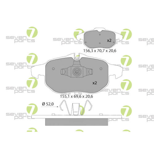 Bremsbelagsatz Scheibenbremse 7 Seven Parts SVP21811 f&uuml;r Saab Vorderachse