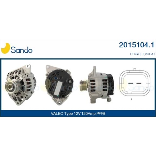Generator Sando 2015104.1 f&uuml;r Renault Volvo F&uuml;r Fahrzeuge Mit Klimaanlage