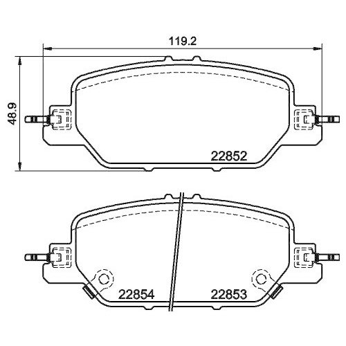 Bremsbelagsatz Scheibenbremse Hella 8DB 355 039-191 f&uuml;r Honda Amc Hinterachse