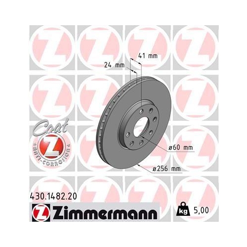 Bremsscheibe Zimmermann 430.1482.20 Coat Z für Opel Vauxhall General Motors