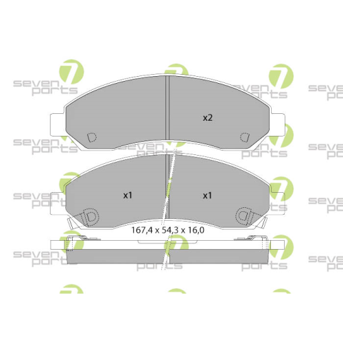 Bremsbelagsatz Scheibenbremse 7 Seven Parts SVP24170 f&uuml;r Isuzu 1. Vorderachse