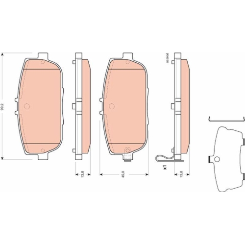 Bremsbelagsatz Scheibenbremse Trw GDB3402 f&uuml;r Fiat Abarth Mazda Hinterachse