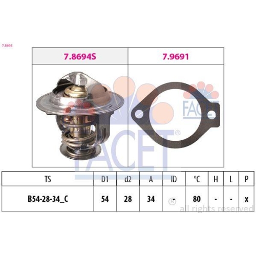 Thermostat K&uuml;hlmittel Facet 7.8694 Made In Italy - Oe Equivalent f&uuml;r Opel Daewoo