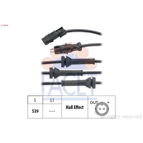 Sensor Raddrehzahl Facet 21.0054 Made In Italy - Oe Equivalent f&uuml;r Renault