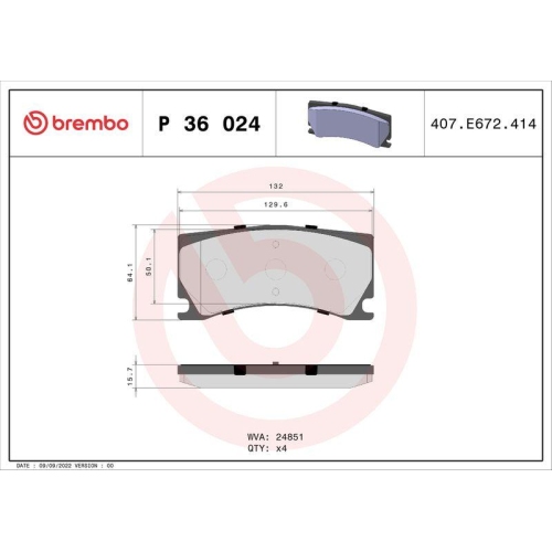 Bremsbelagsatz Scheibenbremse Brembo P36024 Prime Line f&uuml;r Jaguar Peugeot