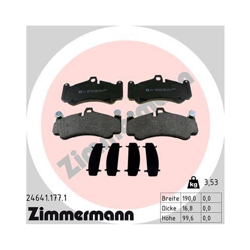 Brake Pad Set Disc Brake Zimmermann 24641.177.1 for Porsche Front Axle