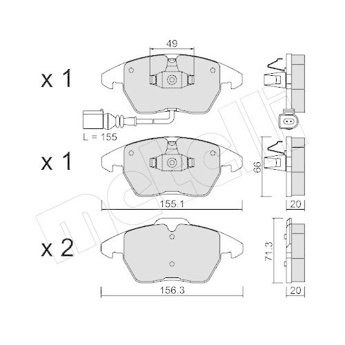 Bremsbelagsatz Scheibenbremse Metelli 22-0548-0 für Audi Seat Skoda VW