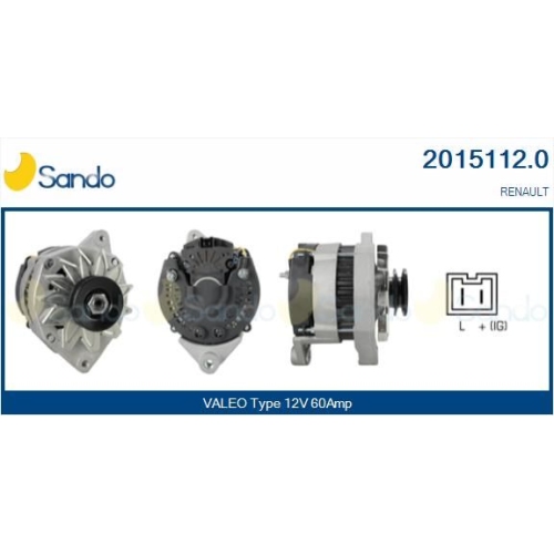 Generator Sando 2015112.0 für Renault Für Fahrzeuge Ohne Klimaanlage