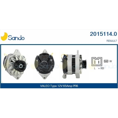 Generator Sando 2015114.0 f&uuml;r Renault F&uuml;r Fahrzeuge Ohne Servolenkung