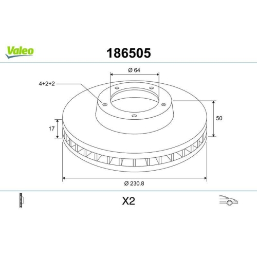 Bremsscheibe Valeo 186505 f&uuml;r Subaru Suzuki Vorderachse