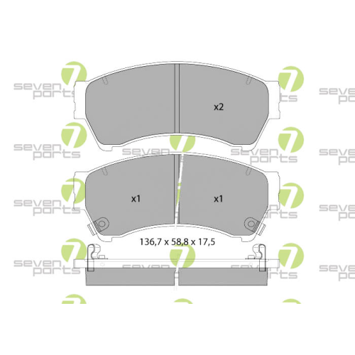 Bremsbelagsatz Scheibenbremse 7 Seven Parts SVP24240 f&uuml;r Mazda 1. Vorderachse