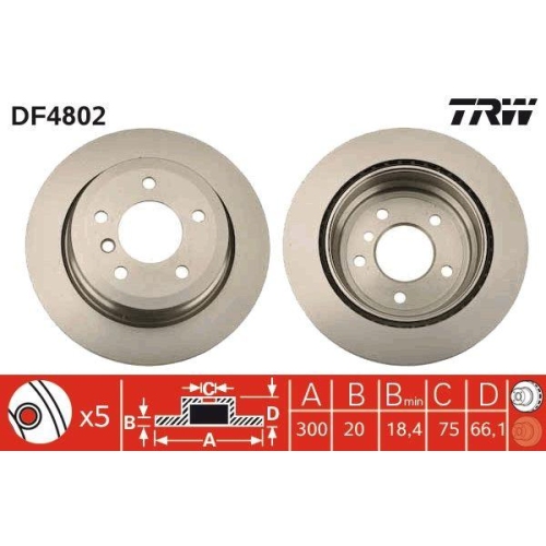 Brake Disc Trw DF4802 for Bmw Rear Axle For Vehicles With Active Steering