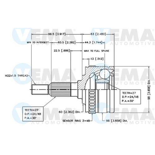 Gelenksatz Antriebswelle Vema 18776 für Mercedes Benz Mercedes Benz Radseitig