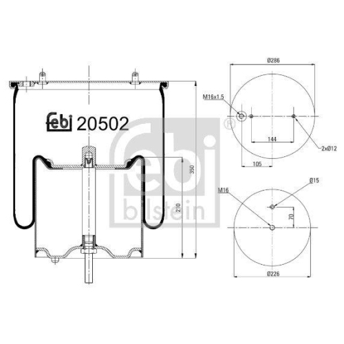 Federbalg Luftfederung Febi Bilstein 20502 für Scania Hinterachse Links