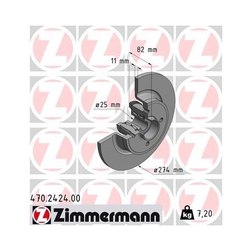 Brake Disc Zimmermann 470.2424.00 for Renault Rear Axle