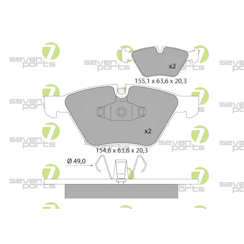Bremsbelagsatz Scheibenbremse 7 Seven Parts SVP23421 f&uuml;r Bmw Mini 1. Vorderachse