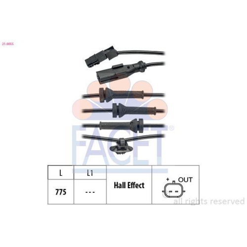Sensor Raddrehzahl Facet 21.0055 Made In Italy - Oe Equivalent f&uuml;r Renault