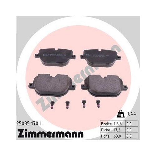Bremsbelagsatz Scheibenbremse Zimmermann 25085.170.1 f&uuml;r Land Rover Hinterachse