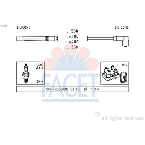 Zündleitungssatz Facet 4.7229 Made In Italy - Oe Equivalent für Renault