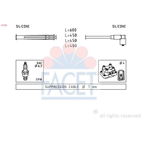 Zündleitungssatz Facet 4.7230 Made In Italy - Oe Equivalent für Nissan Renault