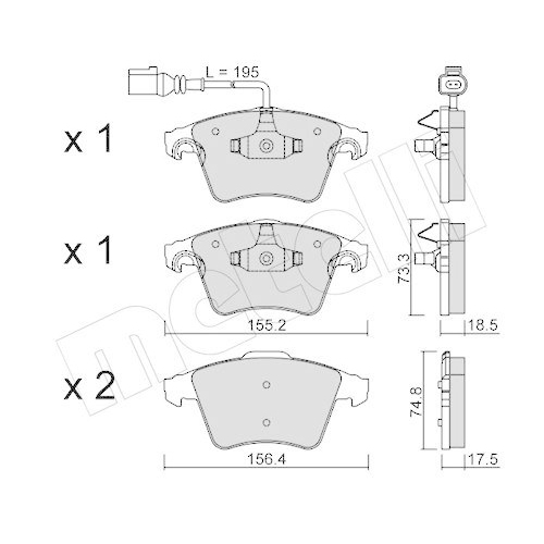 Bremsbelagsatz Scheibenbremse Metelli 22-0552-1 f&uuml;r VW Vorderachse