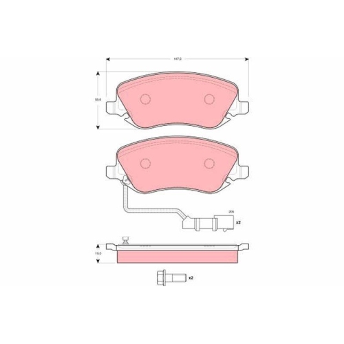 Bremsbelagsatz Scheibenbremse Trw GDB1489 f&uuml;r Lancia Vorderachse