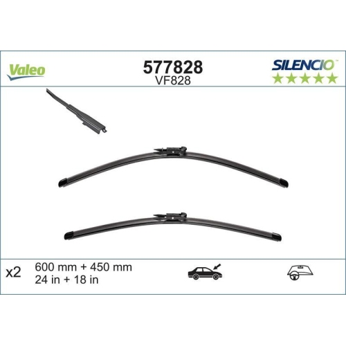 Wischblatt Valeo 577828 Silencio Flat Blade Set f&uuml;r Bmw Vorne