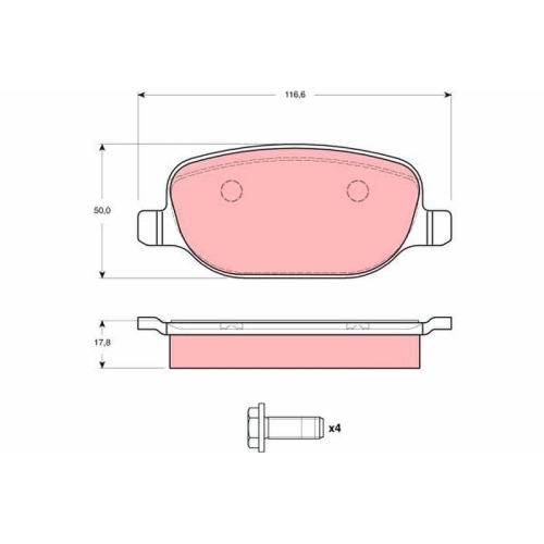 Bremsbelagsatz Scheibenbremse Trw GDB1490 f&uuml;r Lancia Hinterachse