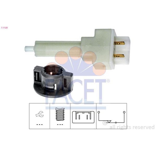 Stop Light Switch Facet 7.1129 Made In Italy - Oe Equivalent for Seat VW