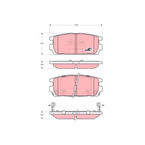 Bremsbelagsatz Scheibenbremse Trw GDB3296 Cotec f&uuml;r Hyundai Hinterachse