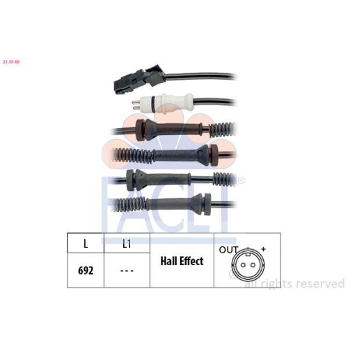 Sensor Raddrehzahl Facet 21.0149 Made In Italy - Oe Equivalent f&uuml;r Nissan Opel
