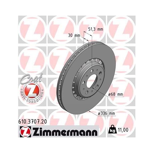 Bremsscheibe Zimmermann 610.3707.20 Coat Z für Volvo Vorderachse