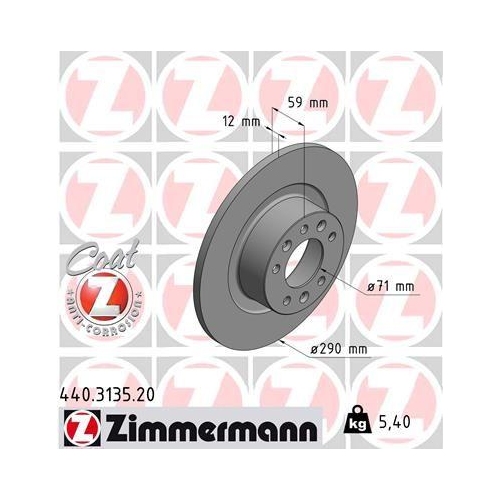 Zimmermann 2X Bremsscheibe Hinterachse Coat Z f&uuml;r Citro&euml;n/peugeot