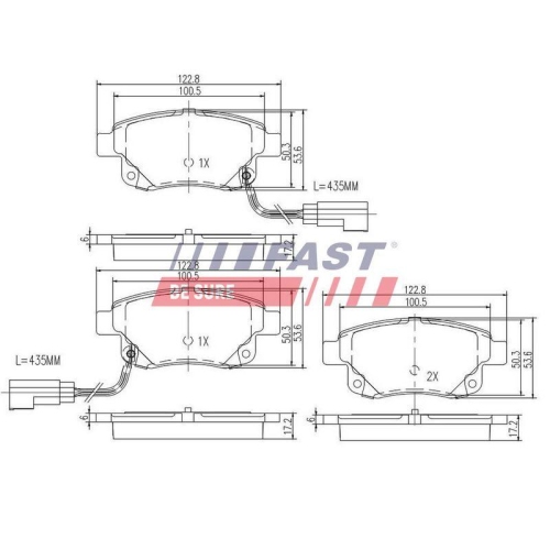 Bremsbelagsatz Scheibenbremse Fast FT29523 f&uuml;r Ford Hinterachse