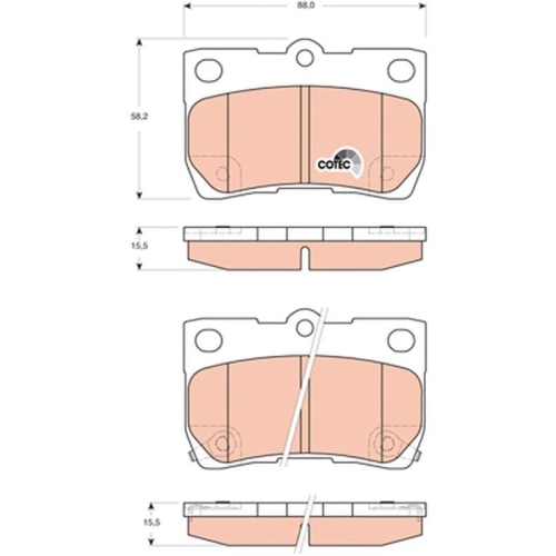 Bremsbelagsatz Scheibenbremse Trw GDB3399 Cotec f&uuml;r Toyota Lexus Hinterachse