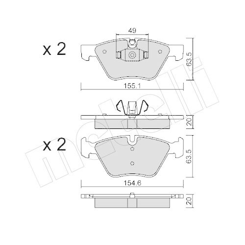 Bremsbelagsatz Scheibenbremse Metelli 22-0557-5 f&uuml;r Bmw Vorderachse