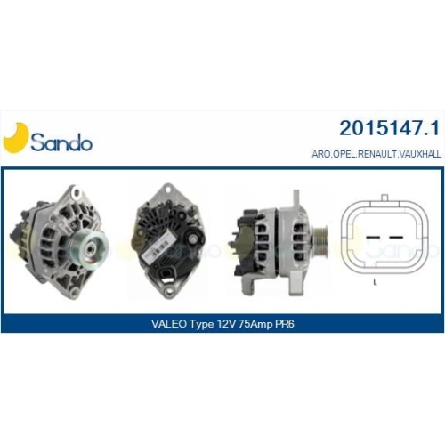 Generator Sando 2015147.1 für Opel Renault Für Fahrzeuge Ohne Klimaanlage