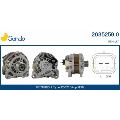 Generator Sando 2035259.0 f&uuml;r Mitsubishi Renault